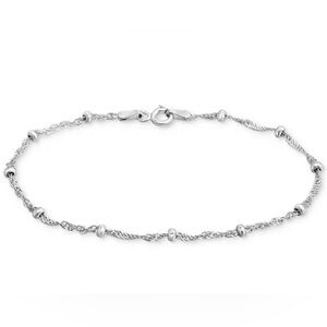 NWT Giani Bernini Sterling Silver Bracelet, 7-1/4" Singapore Small Beaded Chain